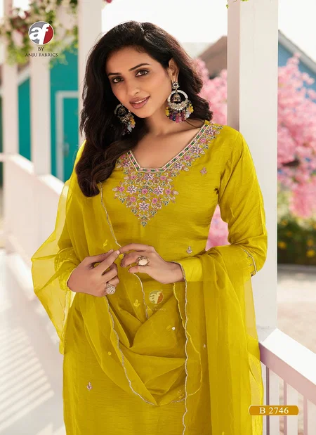 B 2746 By Af Dola Silk Handwork Readymade Suits Exporters In India
